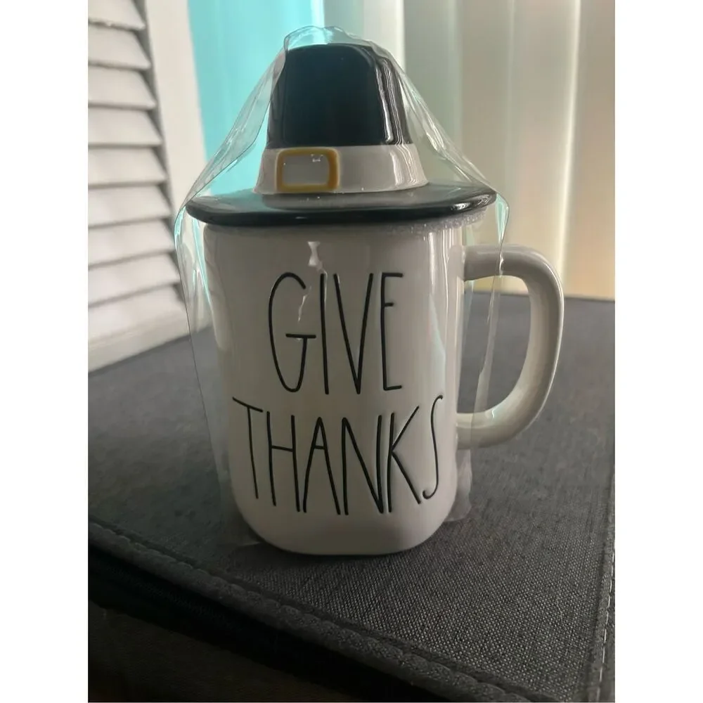 Rae Dunn Give Thanks Topper Mug